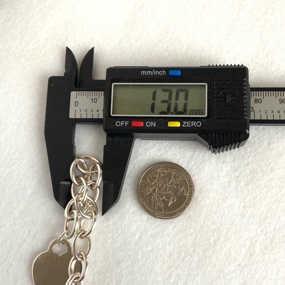 Sterling Silver 925 Italy Cable Chain Blank Engraveable Heart Charm Bracelet 20g - Picture 15 of 16